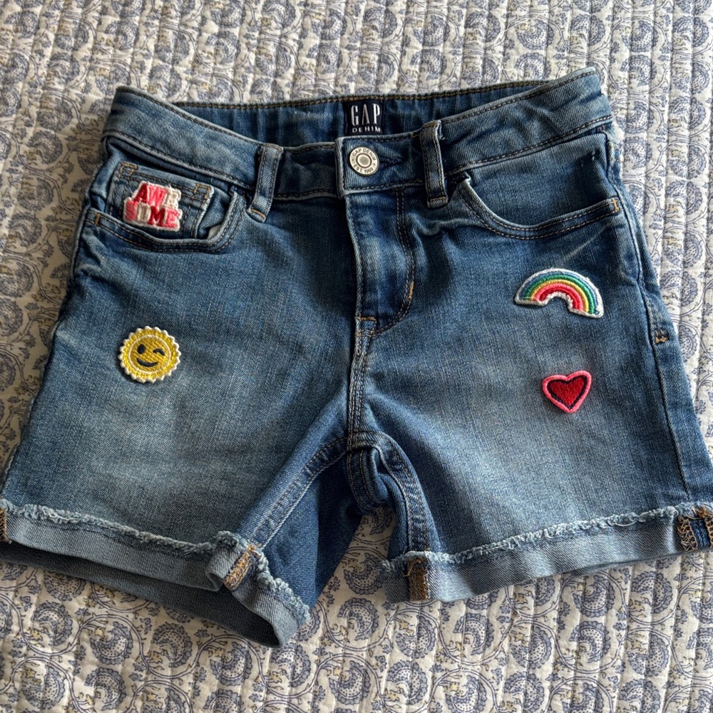 GAP Kids Blue Denim Shorts with Colorful Patches